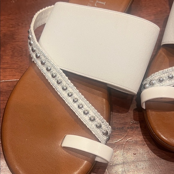 Italian Shoemakers White and Brown Sandals - Picture 2 of 8
